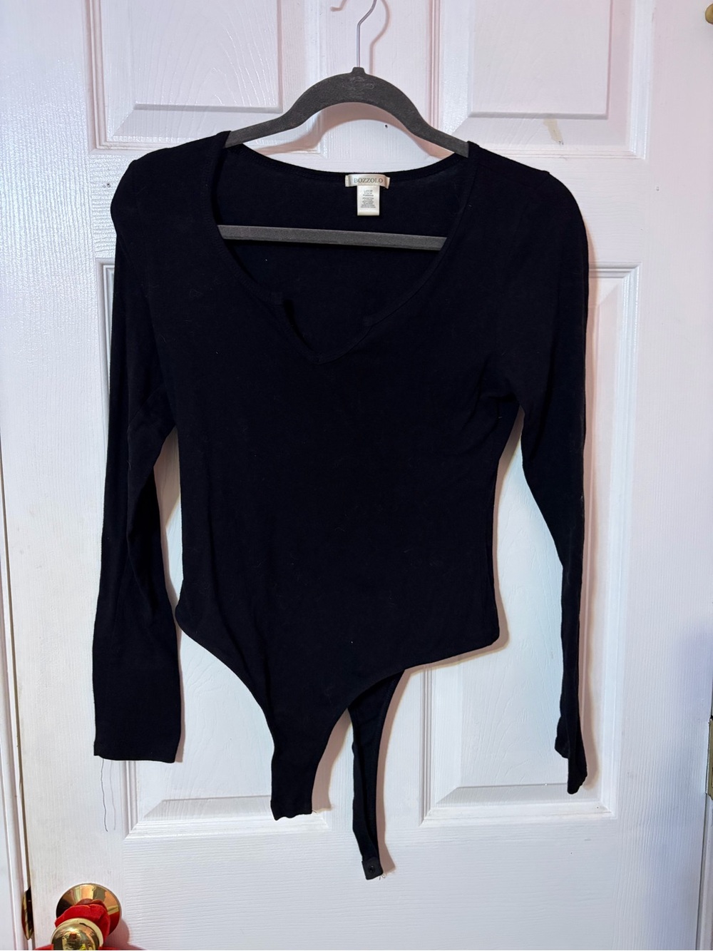 Express Black Long Sleeve V-Neck Bodysuit